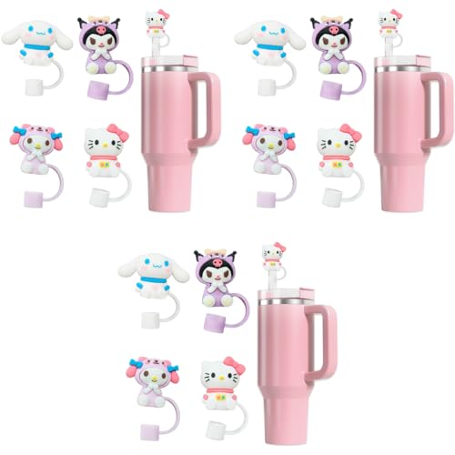HASTHIP® 12PCS Kawaii Sanrio Series Drinking Straw Lids Anti-lost Kids Universal 10mm Cap for Stainless Steel Straight Curved Glass HASTHIP® 12PCS Kawaii Sanrio Series Drinking Straw Lids Anti-lost Kids Universal 10mm Cap for Stainless Steel Straight Curved Glass